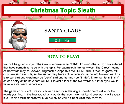 Christmas Topic Sleuth Game